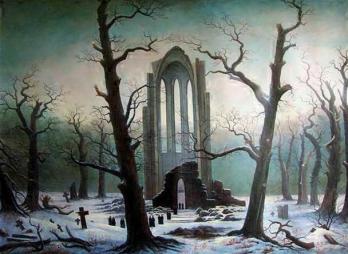 Caspar David Friedrich - Cloister Graveyard in the Snow (1810)